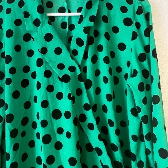 Zara Green Polka Dot Tie Blouse size M - Picture 6 of 9